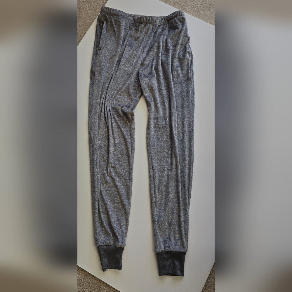 Gray Velour Women's Lounge Wear Pajamas 2-Piece Set with Pink Accents and Socks - Picture 3 of 5